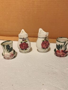 Miniature Floral Pitchers and Vases - Red Floral